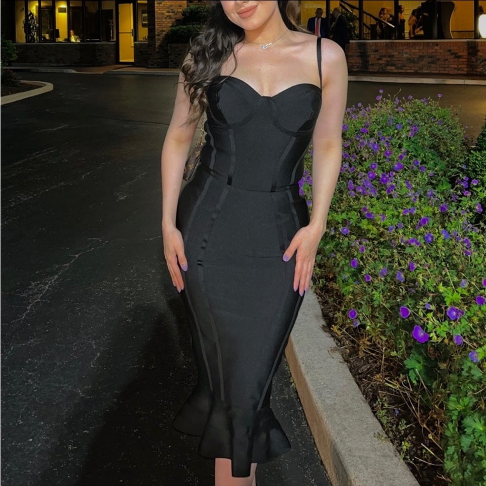 Petite Bandage Frill Hem Midi Dress